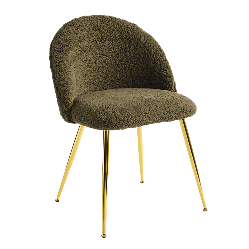 Matstol med grön Teddy Fleece med gyllene bas (Y-C16)