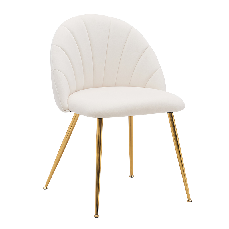 White Velvet Low Back Wood Accent Matstolar (Y-C28)