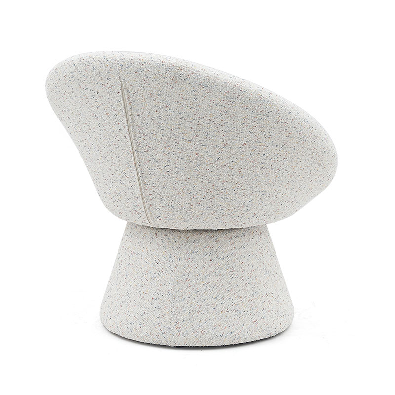 Nordic White Tyg Lazy Rund Form Vardagsrumsstol Enkelsitssoffa Accent Loungestolar med ryggstöd(GY-645)