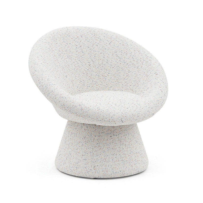 Nordic White Tyg Lazy Rund Form Vardagsrumsstol Enkelsitssoffa Accent Loungestolar med ryggstöd(GY-645)