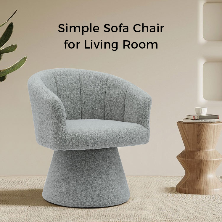 Grå inomhusfritidsstil Bekväm tjock sittdyna Vridbar Hotel Accent Schäslong Fåtölj för vardagsrum(GY-646)
