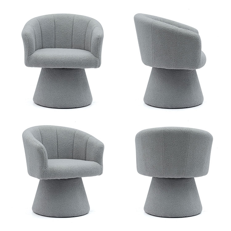 Grå inomhusfritidsstil Bekväm tjock sittdyna Vridbar Hotel Accent Schäslong Fåtölj för vardagsrum(GY-646)