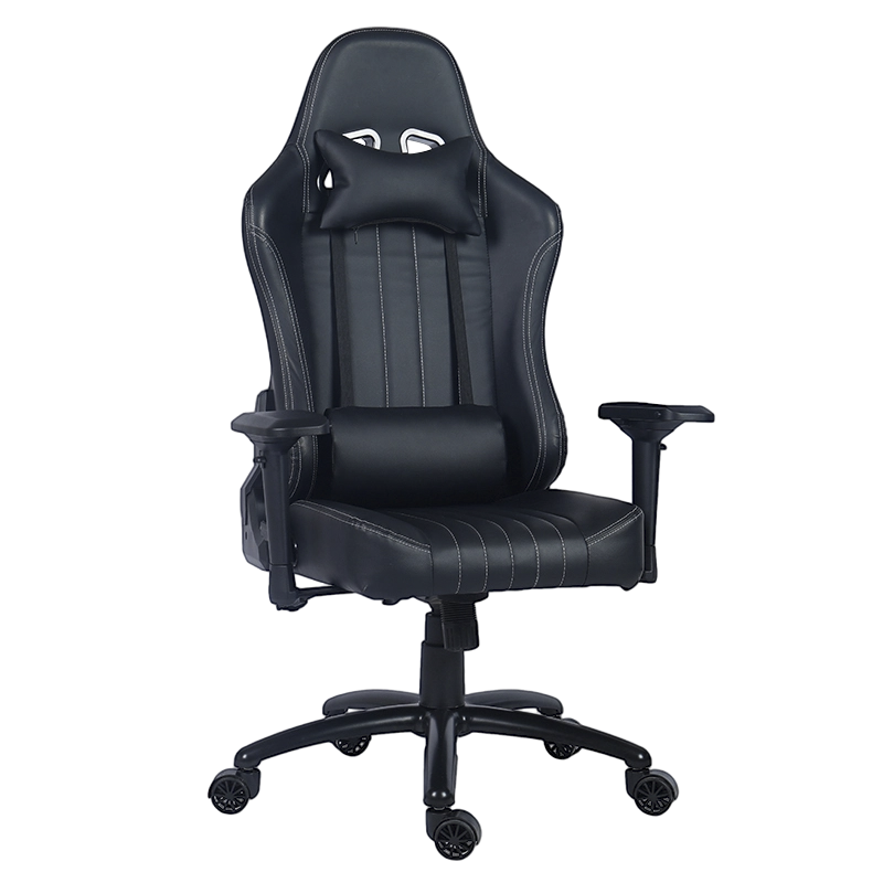 Svart PU hög rygg 4D armstöd Racing King spelstol (Y-2546)