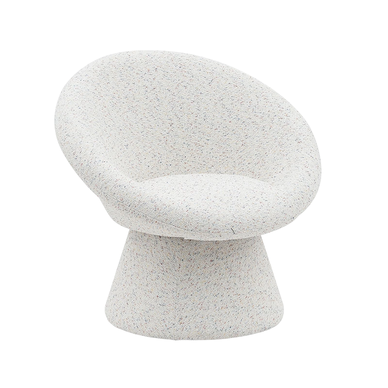 Nordic White Tyg Lazy Rund Form Vardagsrumsstol Enkelsitssoffa Accent Loungestolar med ryggstöd(GY-645)